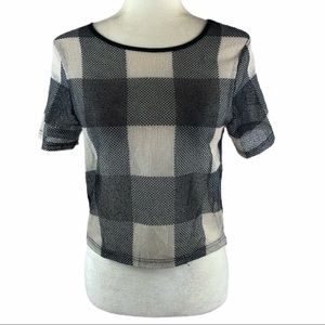 Jenn. Mesh Plaid Crop Top